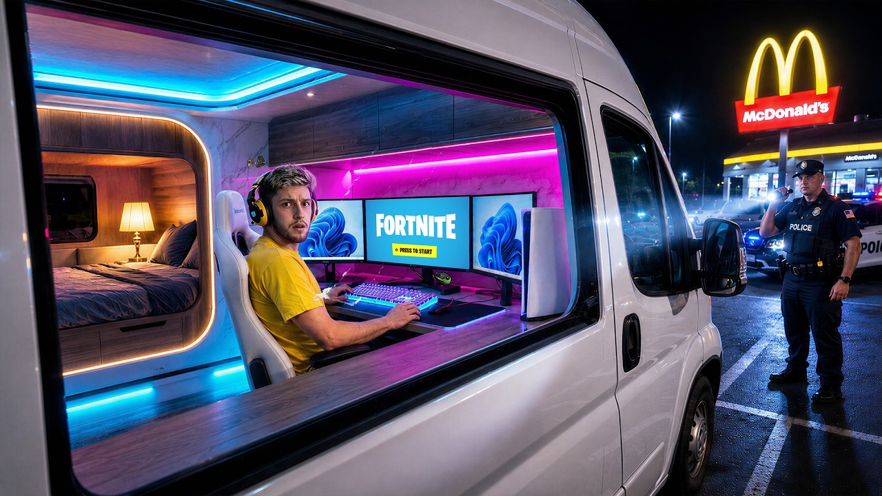 Dantic: Son Secretly Builds Dad a Stealth Gaming Camper Van in 7 Days