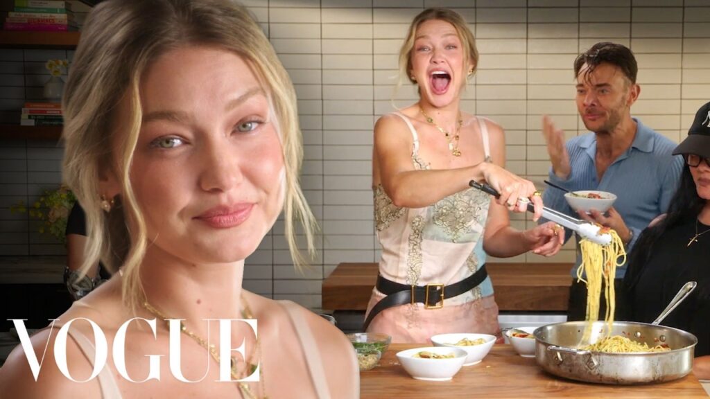 Vogue: Gigi Hadid's 'Tim's Pasta' Recipe Is the Olive Oil, Prosciutto, and Pine Nut Dish She Makes More Than Almost Anything Else