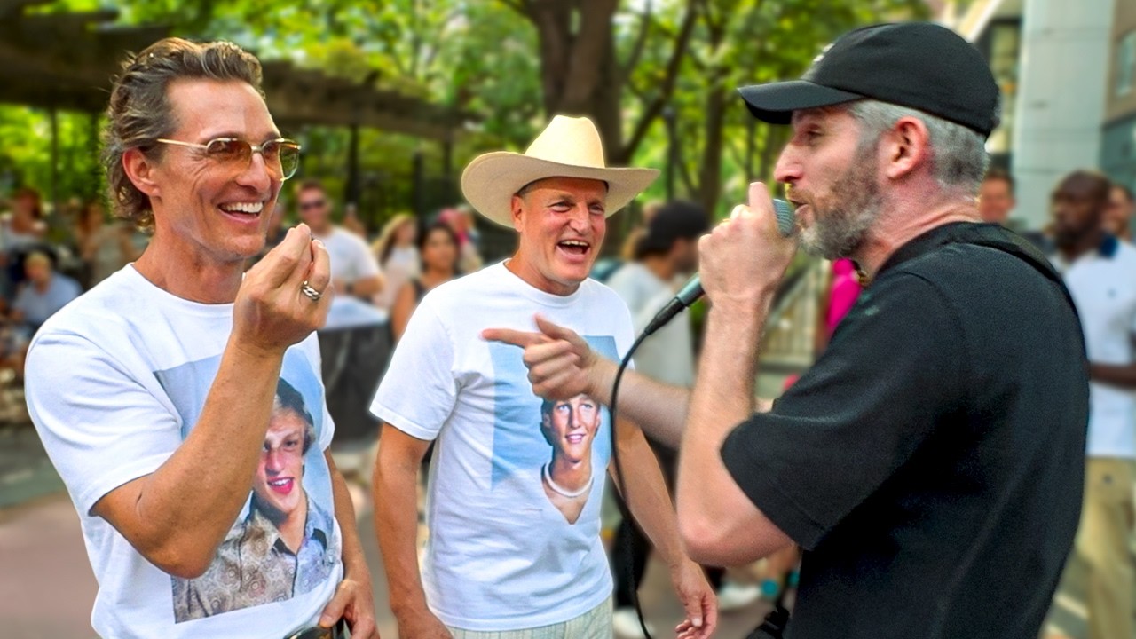 Harry Mack: Harry Mack Freestyles for Matthew McConaughey and Woody Harrelson on a New York Street Corner