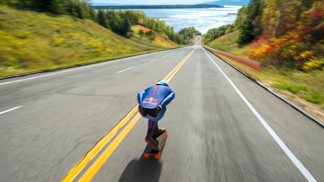 Red Bull: Red Bull Skater Breaks the World Speed Record on a Quebec Road That Everyone Said Was Unskateable