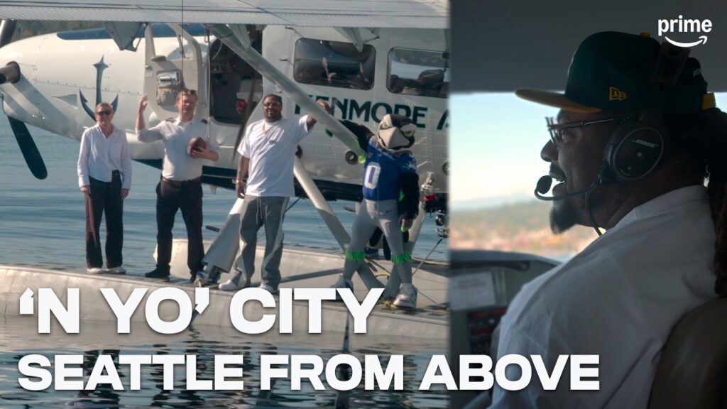 Sports On Prime: Marshawn Lynch Took a Seaplane Over Seattle and Landed on the Water With Blitz the Seahawks Mascot