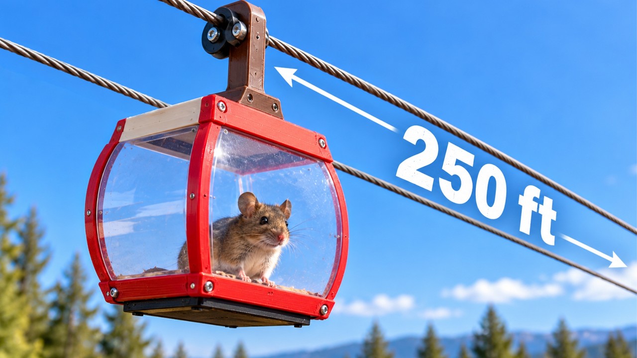 Super Valid Designs: He Built a Working Cable Car to Send Mice Back Into the Wild Instead of Killing Them