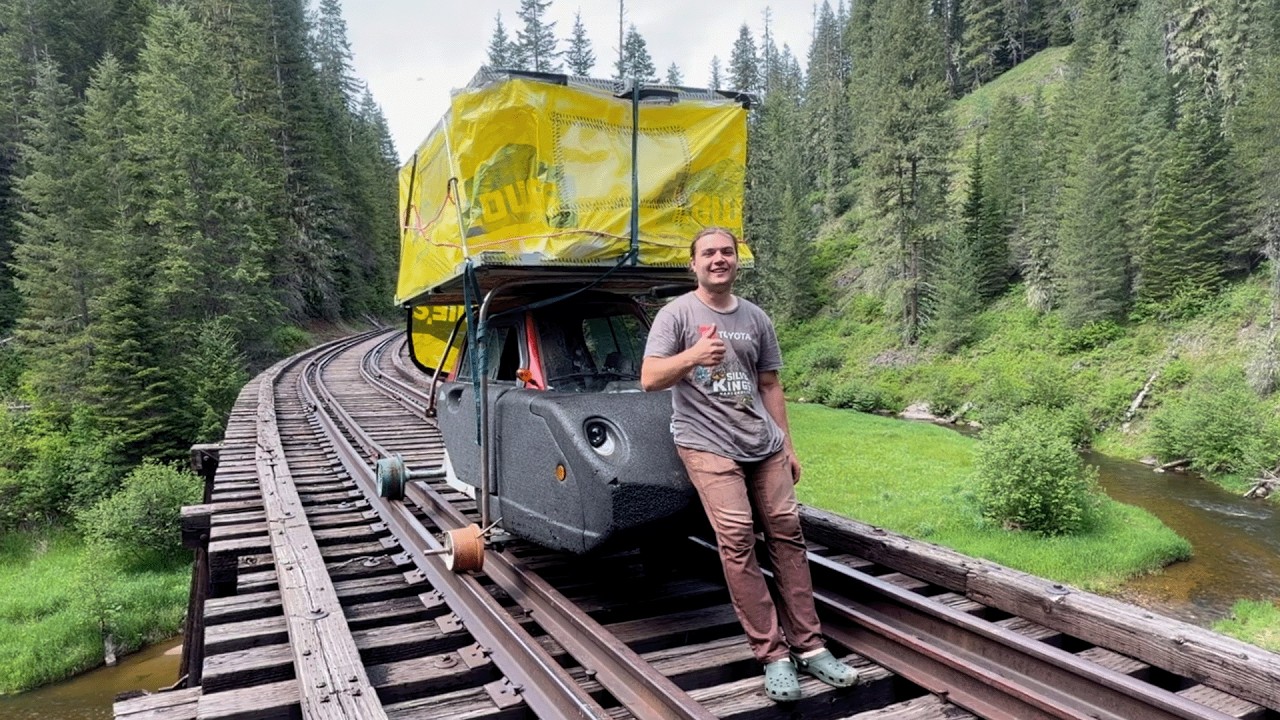 Matt Spears: Matt Spears Rode 100 Miles of Abandoned Idaho Railroad in a Homemade Electric Rail Camper